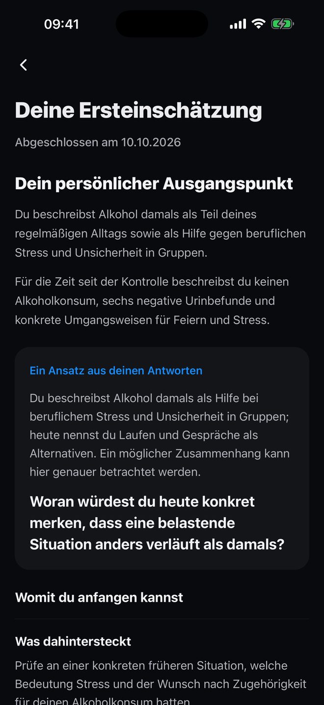 Ersteinschätzung mit persönlichem Ausgangspunkt in der App MPU Coach